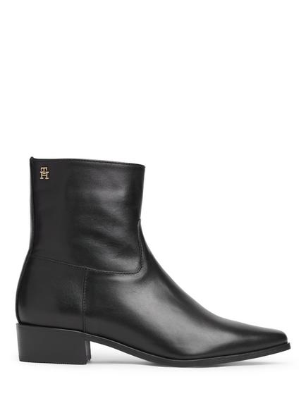 Tommy Hilfiger Leather Zip Up Ankle Boots, Black, Black