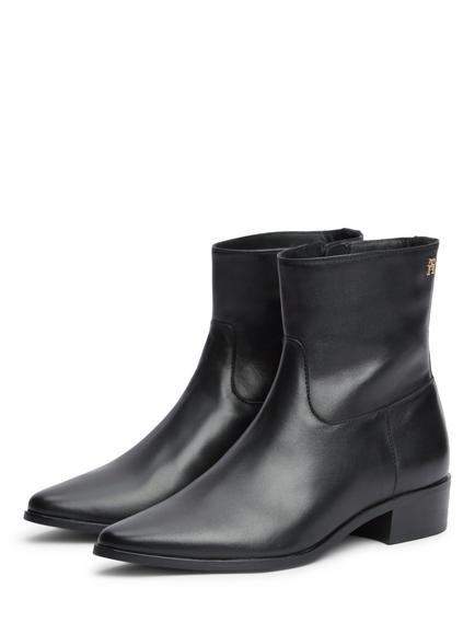 Tommy Hilfiger Leather Zip Up Ankle Boots, Black - view 2, Black