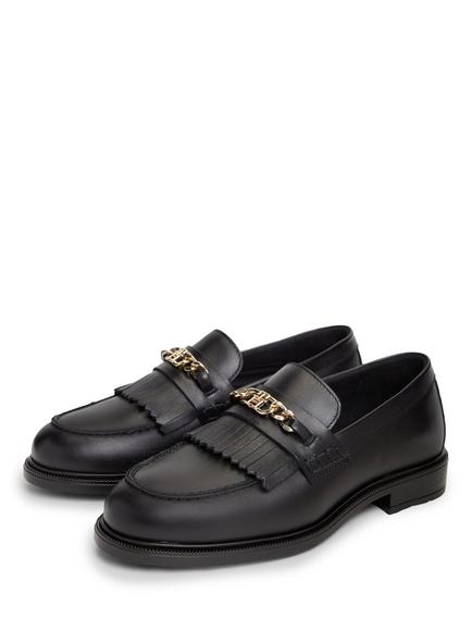 Tommy Hilfiger Leather Chain Horsebit Fringe Loafers, Black - view 2, Black