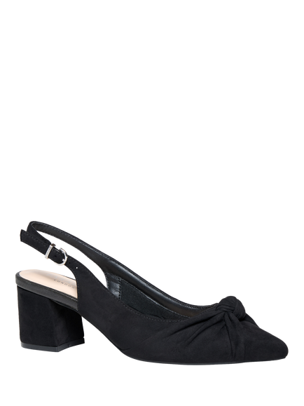 Paradox London Ilene Block Heel Knot Detail Court Shoes - view 2, Black