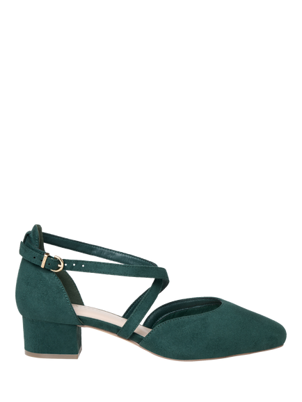 Paradox London Gemma Wide Fit Low Heel Court Shoes, Forest Green, Forest Green