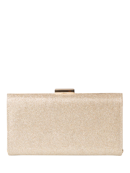Paradox London Dazia Glitter Mesh Box Clutch Bag, Champagne, Champagne
