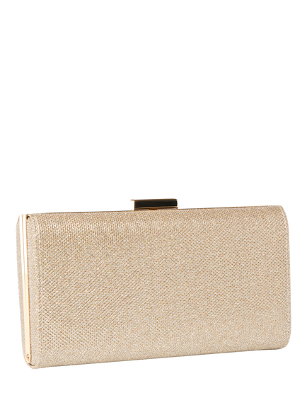 Paradox London Dazia Glitter Mesh Box Clutch Bag, Champagne - view 2, Champagne