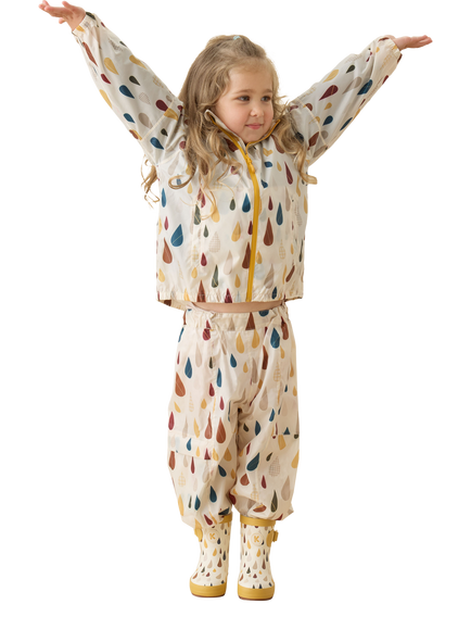 KIDLY by MORI Kids' Wellie Waterproof Pack-Away Trousers, Multi - view 2, Multi