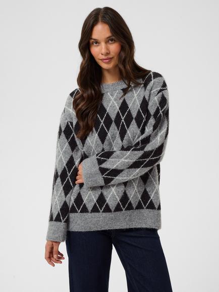 KAFFE Simone Jumper, Grey/Black, Grey/Black