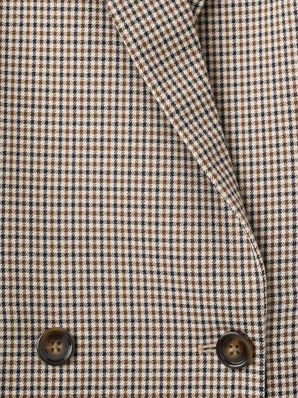 Mango Americana Double Breasted Dogtooth Blazer, Brown - view 2, Brown