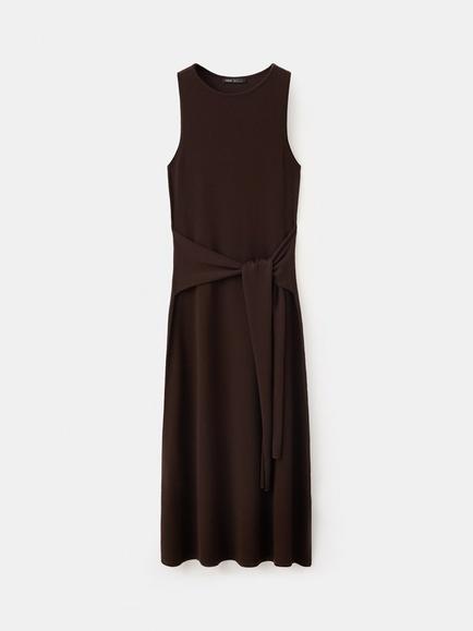 Mango Midi Wrap Dress, Brown, Brown