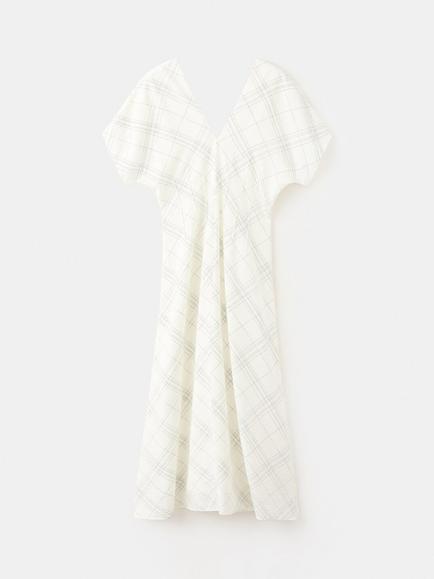 Mango Check A-Line Midi Dress, White, White