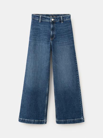 Mango High Rise Wide Leg Jeans, Dark Blue, Dark Blue