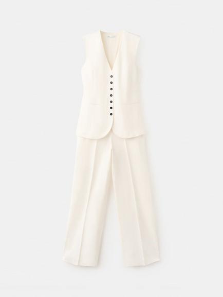 Mango Tailored Linen Blend Jumpsuit, Off White, Off White