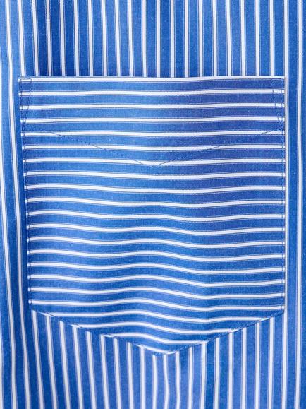 Mango Striped Cropped Shirt, Blue - view 2, Blue