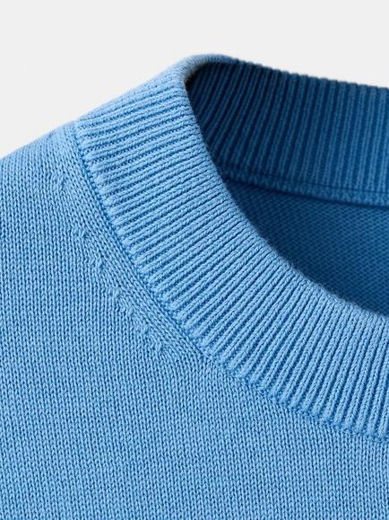 Mango Boxy Fit Short-Sleeve Knit Top, Blue - view 2, Blue