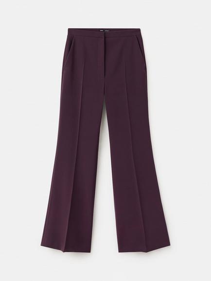 Mango High Rise Tailored Wide Leg Trousers, Garnet