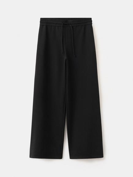 Mango High Rise Wide Leg Trousers, Black, Black