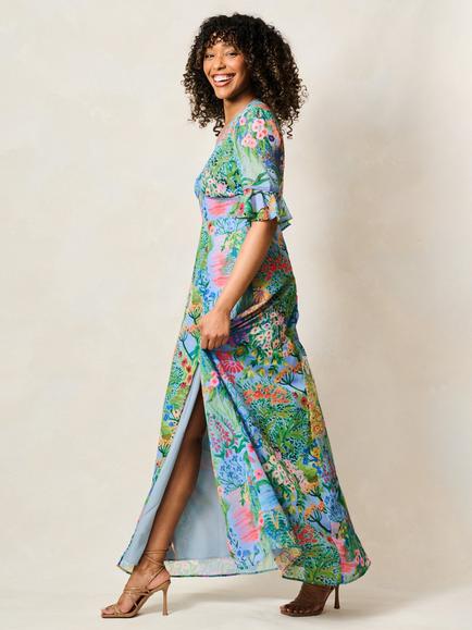 Hope & Ivy The Hazel Petite Floral Maxi Dress, Blue - view 2, Blue