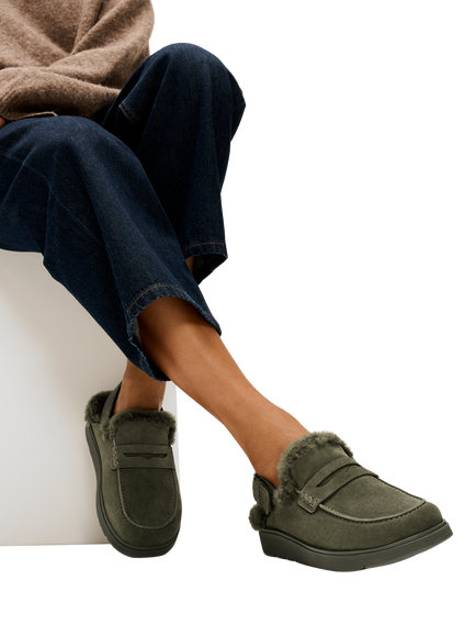FitFlop Gen-FF Backstrap Mule Loafers, Deep Olive - view 2, Deep Olive