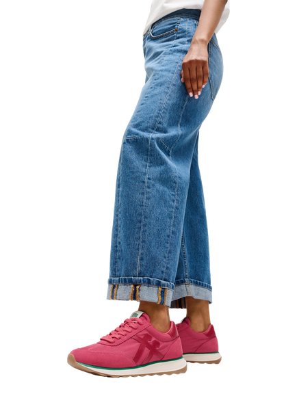 FitFlop Retro-Q Lace Up Trainers, Berry Rose/Marine Green - view 2, Berry Rose/Marine Green