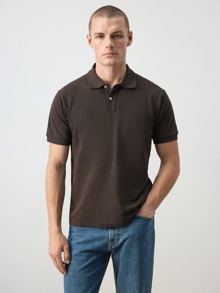 Mango Polo Regular Fit Polo Shirt, Brown, Brown