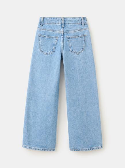Mango Kids' High Waist Wide Leg Jeans, Blue - view 2, Blue