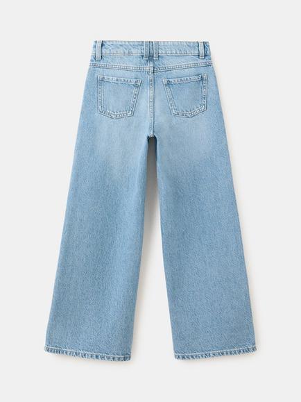 Mango Kids' Tejano Mid-Rise Wide Leg Jeans, Blue - view 2, Blue