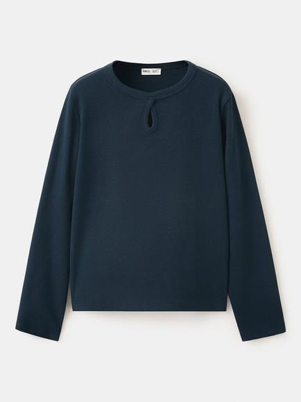 Mango Kids' Camiseta Long Sleeve T-Shirt, Navy