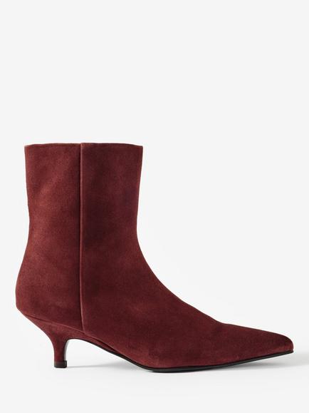 Mint Velvet Kitten Heel Suede Ankle Boots, Red, Red