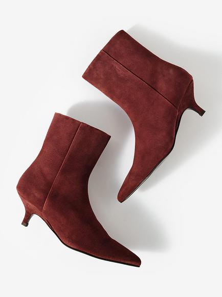 Mint Velvet Kitten Heel Suede Ankle Boots, Red - view 2, Red