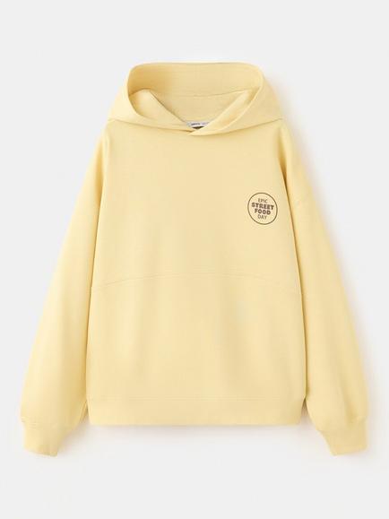 Mango Kids' Sudadera Relaxed Pure Cotton Hoodie, Yellow, Yellow