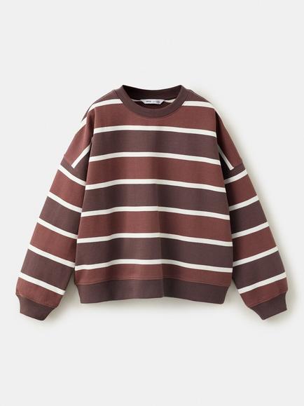 Mango Kids' Oversized Fit Crew Neck Sweatshirt, Brown, Brown
