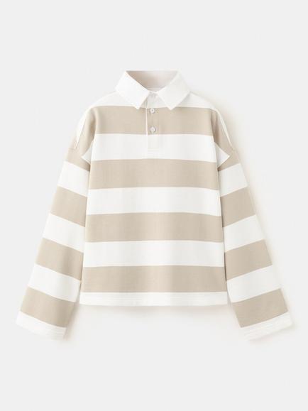 Mango Kids' Long Sleeve Oversized Polo Sweatshirt, Sand