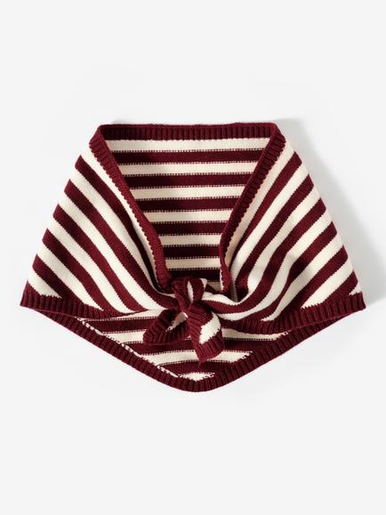 Mint Velvet Stripe Knit Scarf, Burgundy/White, Burgundy/White