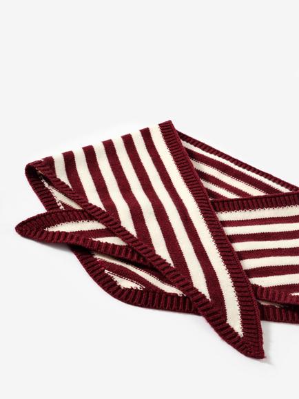 Mint Velvet Stripe Knit Scarf, Burgundy/White - view 2, Burgundy/White