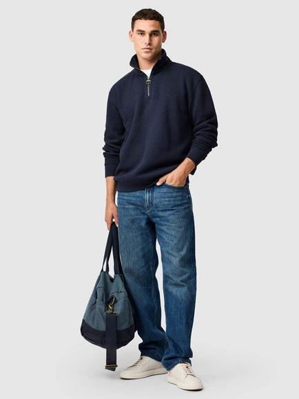 Rodd & Gunn Newfield Cotton Rich Quarter Zip Jumper, Eclipse - view 2, Eclipse
