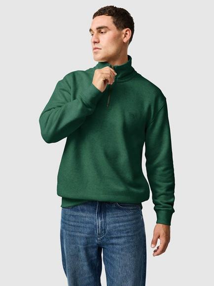 Rodd & Gunn Newfield Cotton Rich Quarter Zip Jumper, Forest, Forest