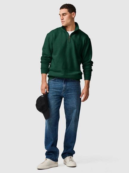 Rodd & Gunn Newfield Cotton Rich Quarter Zip Jumper, Forest - view 2, Forest