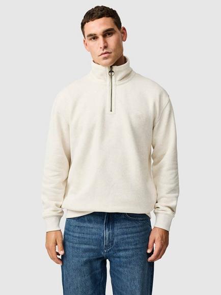 Rodd & Gunn Newfield Cotton Rich Quarter Zip Jumper, Oat, Oat