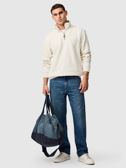 Rodd & Gunn Newfield Cotton Rich Quarter Zip Jumper, Oat - view 2, Oat