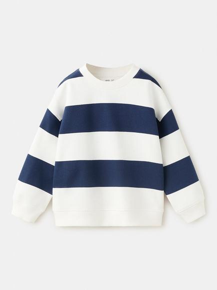 Mango Kids' Sudadera Striped Sweatshirt, White/Blue, White/Blue