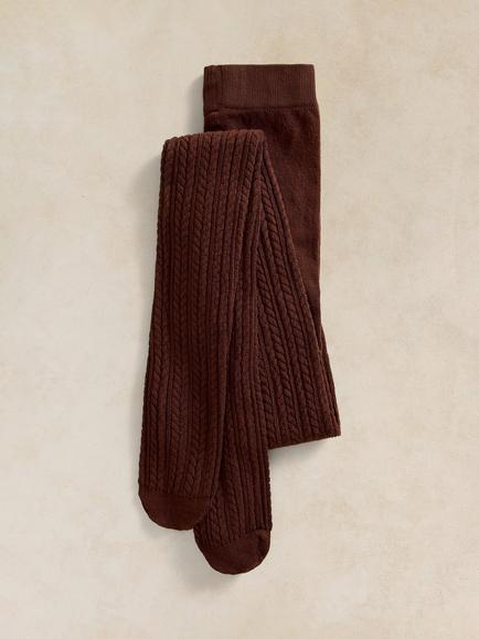 White Stuff Patty Tights Pattern Knit Tights, Deep Brown