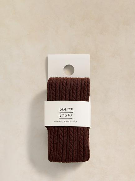 White Stuff Patty Tights Pattern Knit Tights - view 2, Deep Brown