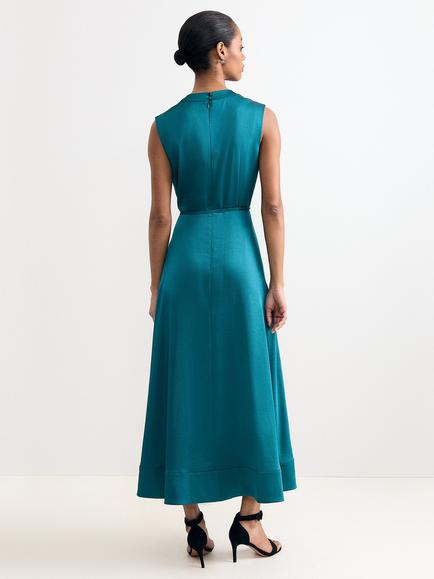 Phase Eight Sabrianna Satin Cowl Neck Midi Dress, Teal - view 2, Teal