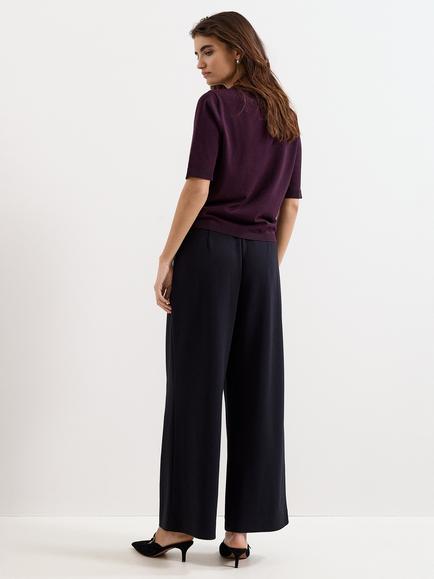 Phase Eight Petite Florence Wide Leg Trousers, Black - view 2, Black