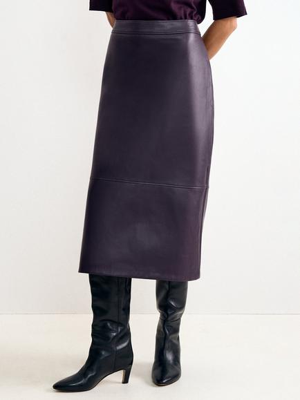 Phase Eight Melissa Faux Leather Pencil Skirt, Purple, Purple