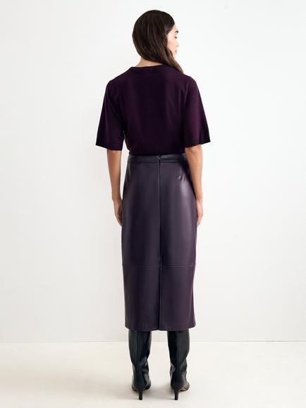 Phase Eight Melissa Faux Leather Pencil Skirt, Purple - view 2, Purple
