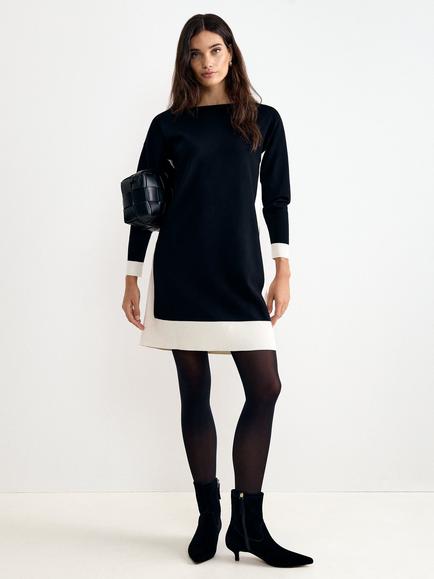 Phase Eight Mirkela Jumper Dress, Black/Ivory, Black/Ivory