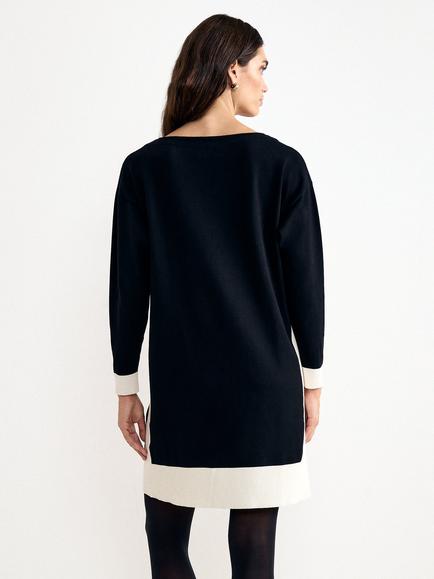 Phase Eight Mirkela Jumper Dress, Black/Ivory - view 2, Black/Ivory