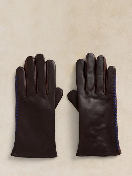 White Stuff Sasha Leather Gloves, Dark Brown, Dark Brown