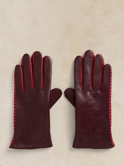 White Stuff Sasha Leather Gloves, Plum, Plum