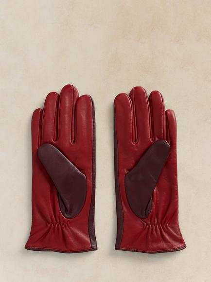 White Stuff Sasha Leather Gloves, Plum - view 2, Plum