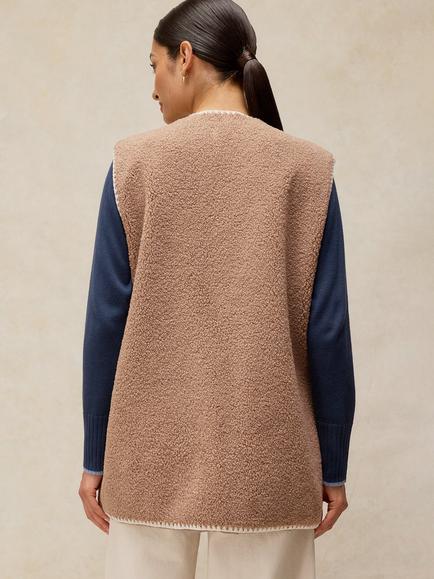 White Stuff Patch Pocket Borg Gilet, Dark Natural - view 2, Dark Natural